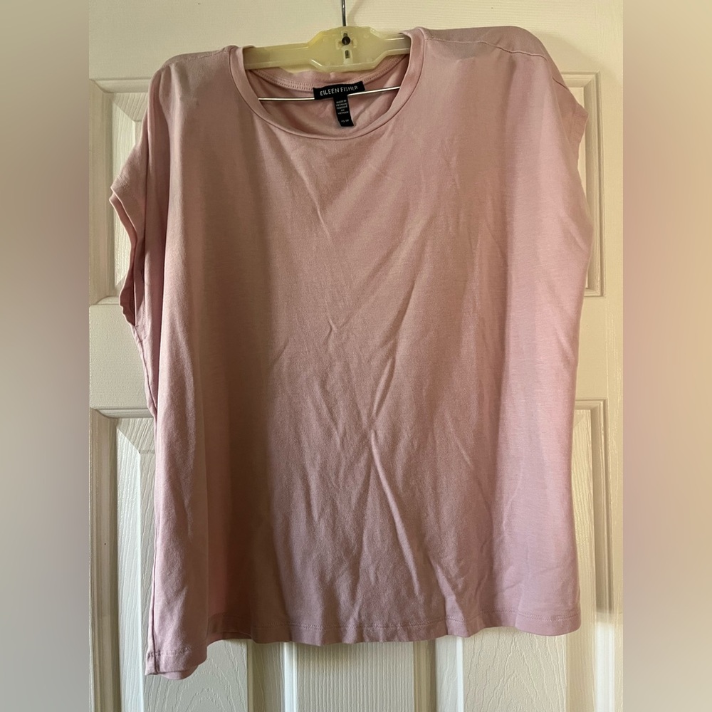 Eileen Fisher Blush Pink Short Sleeve Crewneck Top